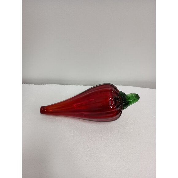Vintage Hand Blown Art Glass Large Red Chili Pepper Figurine Paperweight 11.5" - Picture 6 of 8